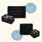 OrganiHaus Large Shoe Storage Bin for Closet, Shoe Organizer Box Fits up to 16 Pairs, Collapsible Fabric Shoe Basket w/Clear Cover, Adjustable Dividers & Reinforced Handles, Black