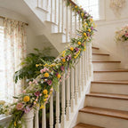 70-Inch Spring Summer Flower Garland for Mantle, Floral Garland with Colorful Wildflowers, Forsythia & Lavender Flowers for Decor, All Year Round Artificial Flower Garlands for Home Decor