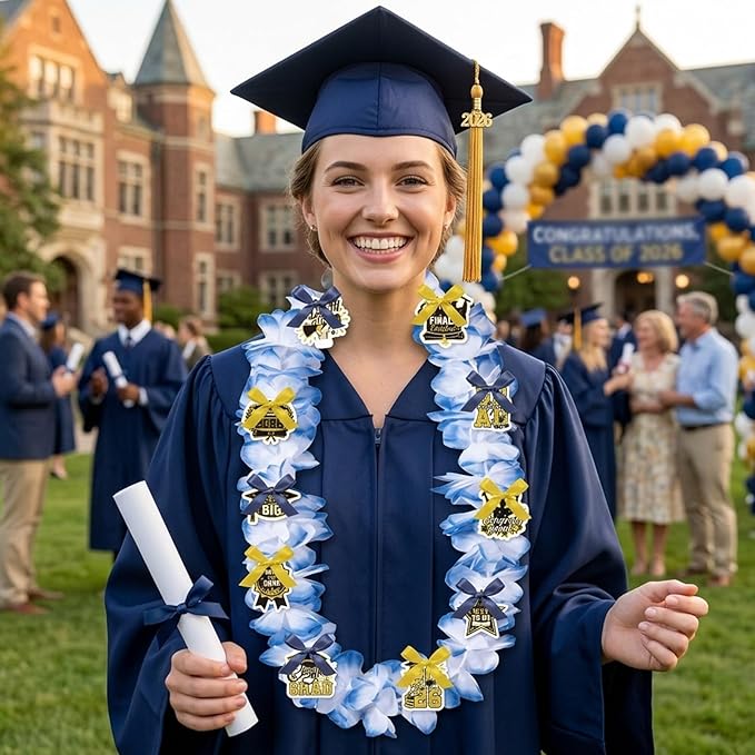 Leis for Graduation 2026, Artificial Flower Wreath with Cards Graduation Lays Gifts, Congrats Grad for High School