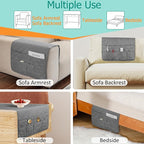 Remote Control Holder for Recliner Non-Slip Armchair Caddy Couch Armrest Organizer, Arm Chair Bedside Caddy Storage Organizer for Recliner Couch With 6 Pockets for Magazine, Tablet, Phone, iPad (Grey)