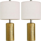 G-SAFAVA 20.5" Small Table Lamps for Living Room Lamp Set of 2 Ceramic Lamps for Bedroom Bedside Lamps Modern Boho Lamps for Night Stands Farmhouse Nightstand Lamp Side End Table Lamp, Gold