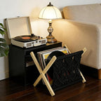 Boho Macrame Magazine Holder,Hand-Woven Magazine Rack for Home Office Desktop, Storage Basket for Letters, Magazines, Books and Newspapers (Black)