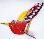 WitnyStore 15" Red Yellow Hoopoe Woodpecker Wooden Flying Bird Mobile Kinetic Hanging Sculpture for Adult Collectors Handcrafted Room Decoration Display Art Dynamic Overhead Ornament
