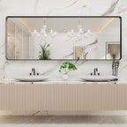LOAAO 84x32 Inch Black Metal Framed Bathroom Mirror for Wall, Matte Black Bathroom Vanity Mirror Farmhouse, Large Rounded Rectangle Mirror, Anti-Rust, Tempered Glass, Hangs Horizontally or Vertically