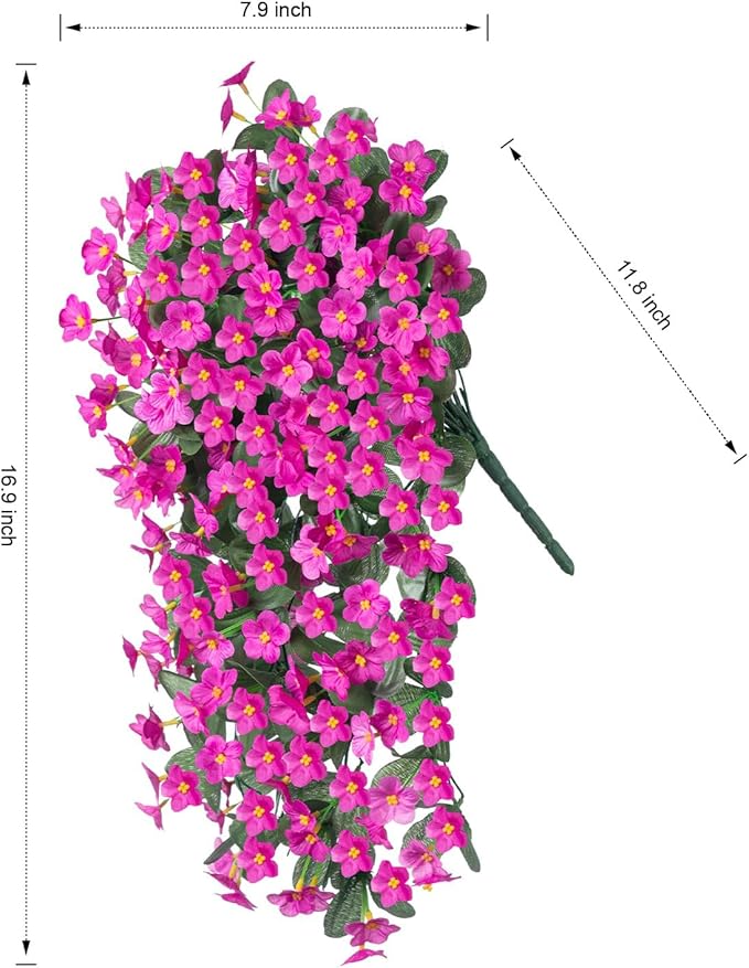 HyeFlora Artificial Fake Hanging Flowers Plants for Outdoor Outside Spring Decor, 2 PCS Faux Silk Fuchsia Daisy UV Resistant Look Real Orchid Long Vines for Home Porch Patio Window Planter Decoration