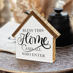 Rustic Home Decor, Bless This Home and All Who Enter House Shaped Wood Family Sign, Farmhouse Living Room Decor