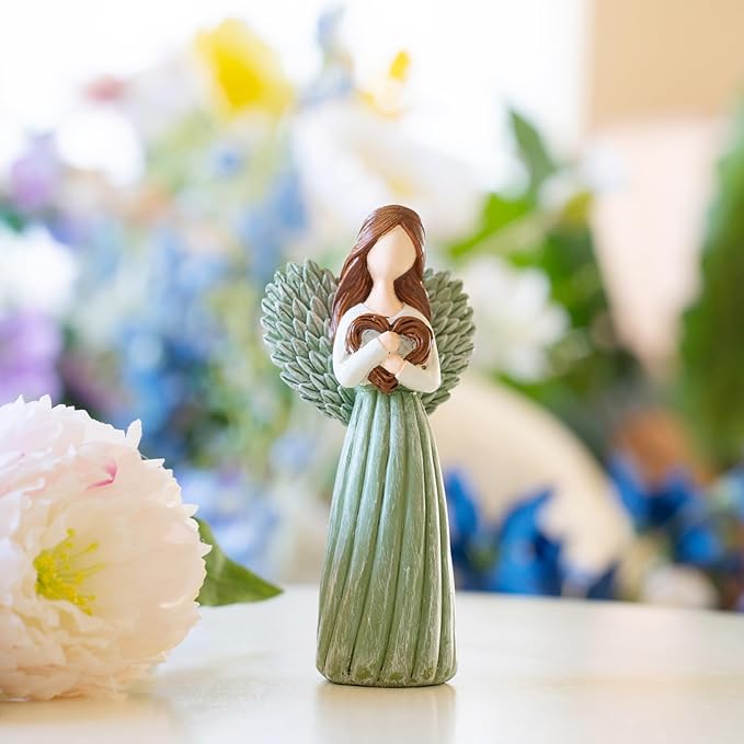 Remembrance Angel Figurines,Sympathy Gifts for Loss of Loved One,Grief Gifts for Women,Memorial Gifts to Hold Each One Safely in Your Heart,Hand-Painted Figurine.Life was a willow branch heart.
