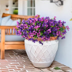 Homsunny Artificial Fake Flowers Plants for Outdoors - 12 Bundles Fake Plants Faux Silk Flowers Outside, UV Resistant for Planter Front, Porch, Garden, Patio, Spring Decor