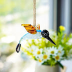 Blown Glass Hummingbird Hanging Ornaments Decorative Glass Humming Bird Decor for Home Party Tree
