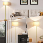 Ambimall 60'' Modern Floor Lamp with Shade, Tall Lamps for Living Room, Bedroom, Office, Dining Room, Gold Standing Lamp with Marble Base(Without Bulb)