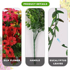 12 Bundles Artificial Flowers,Faux Plants for Spring Summer Decoration, UV Resistant Colorful Violets Eucalyptus for Outside Home Planter Porch Patio Yard Decor
