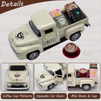 Coffee Bar Decor Vintage Mini Metal Pickup Truck Decor with Book Accessories for Coffee Station, Farmhouse Tiered Tray Table Decorations for Home Kitchen, Cafe