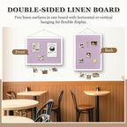 DOLLAR BOSS Bulletin Board with Linen Double-Sided 30" x 20" Linen Cork Boards for Walls Picture Display Vision Board for Office Home School Framed Picture Pin Board, 20 Pushpins 10 Clips, Purple