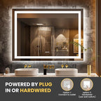 LOAAO 58"x40" LED Bathroom Mirror with Lights, Anti-Fog, Dimmable, Backlit + Front Lit, Lighted Bathroom Vanity Mirror for Wall, Memory Function