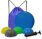 Wobble Cushion Set for Sensory Kids and Balance Training - Disc Plus 4 Pods, Board With Pump, Inflatable Stepping Pads for Adults