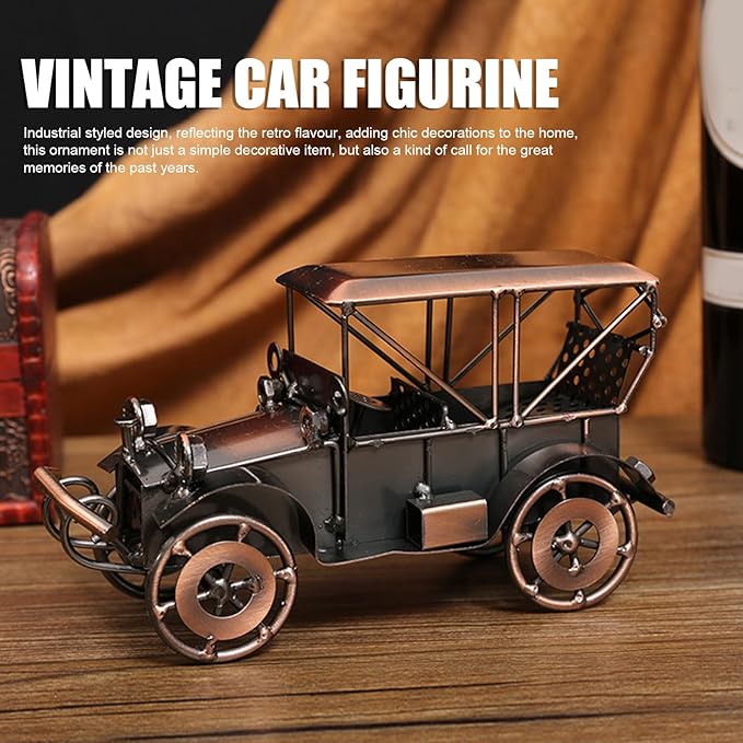 Keenso Vintage Collectible Vehicle, Retro Classic Car Model Ornament, Industrial Design Handcrafted Decoration Collections, for Office and Home Display (Antique Bronze