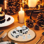 Halloween Decorations - Mini Cute Farmhouse Style Halloween Metal Truck Decor with 3 Removable Mini Ghost Ornaments for Tabletop, Tiered Tray, Shelf, Fireplace and Home Indoor Décor
