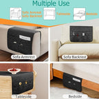 Remote Control Holder for Recliner Armchair Caddy Couch Armrest Organizer, Non-Slip Arm Chair Bedside Caddy Storage Organizer for Recliner Couch With 6 Pockets for Magazine, Phone, iPad (Black)