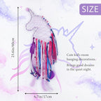 Pretty Jolly Unicorn Dream Catchers for Little Girls Bedroom Handmade Kids Dreamcatcher with Fluffy Pom Poms Feathers&Beads,Nursery Wall Decor for Toddler Girls Room,Children Birthday Gift(Purple)