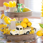 Lemon Decor Vintage Truck Decor with Mini Faux Lemons Summer Table Centerpieces Lemon Tiered Tray Decor for Home Kitchen Farmhouse Shelf Accessories
