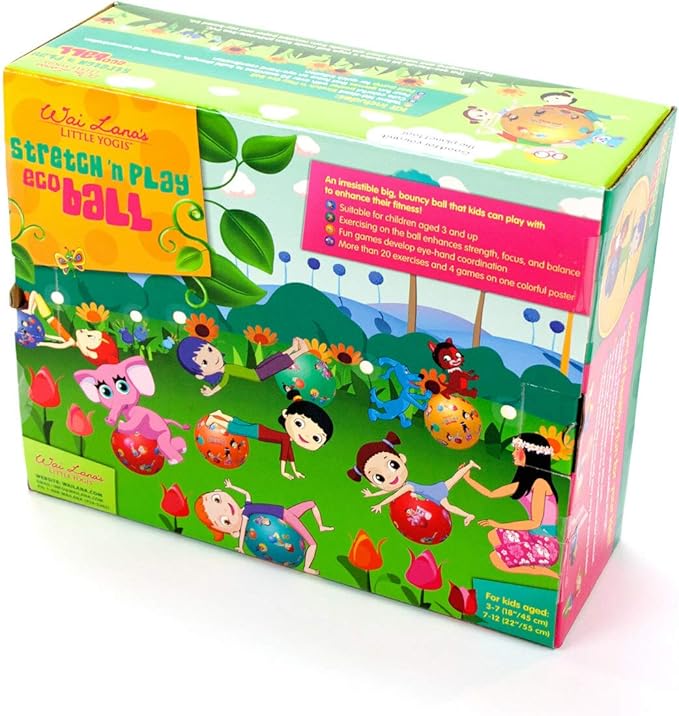 Wai Lana Little Yogis Stretch ‘N Play Eco Ball Kit - Award Winning Kid’s Yoga Set for 3 Yrs. and Up, BPA and Lead-Free