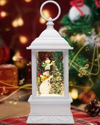 Christmas Snowman Snow Globe Light up Lantern with 8 Songs, 10.83" White Christmas Snow Globes for Kids Adults, 6H Timer & Dual Power, Snowglobes Christmas Decorations Indoor, Gifts for Women Men
