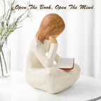 Cuayaes Reading Thinker Statue Book Lover Gifts for Women Readers, Graduates, Students, Teachers, Bookshelf Decor Aesthetic Sculpture Home Decor for Shelves Desk Office Living Room