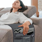 Teniux Remote Control Holder Armchair Caddy for Recliner Couch, Non-Slip Armrest Organizer with 5 Pockets for Magazine, Tablet, Phone, iPad (Dark Grey)