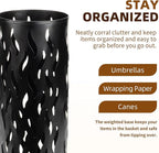 Umbrella Holder, Metal Umbrella Stand for Entryway, Umbrella Storage Rack with 4 Hooks Decor, Home, Office,5.8 × 5.8 × 16.4 (Black)