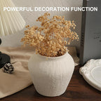 Farmhouse Ceramic Vase - White Rustic Vintage Flower Vase for Home, Living Room, Shelf and Dining Table Decor-6.1IN.