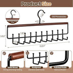 Tie Rack Hanger for Closet Upgraded 2-in-1 Tie and Belt Hanger Non Slip Tie Rack with 20 Hooks Tie Hanger Space Saving Wooden Belt Tie Organizer for Tank Tops Bras Cami Scarves, Walnut Color