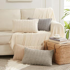 Fancy Homi 4 Packs Decorative Throw Pillow Covers for Living Room Couch Bed, Modern Farmhouse Boho Home Décor Accent Cushion Case, 20" x 12", Cream