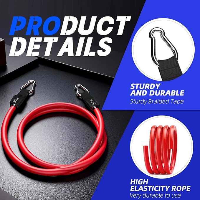 WHATAFIT Resistance Bands Set with Handles - Exercise Bands Home Gym Strength Training Equipment, Includes Door Anchor & Ankle Straps for Full Body Workout Bands, Physical Therapy - for Men and Women