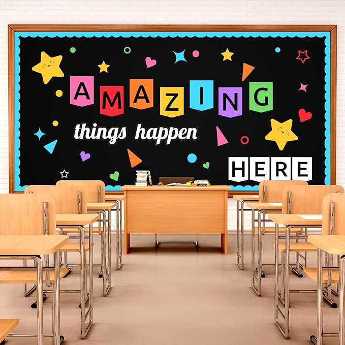 LioNergy Classroom Bulletin Board Decoration Set Welcome Bulletin Board Wall Door Decor for Kindergarten Preschool Elementary Middle School - Amazing Things Happen Here