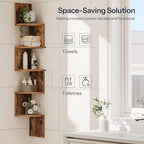 HOOBRO Corner Shelf Wall-Mounted, Set of 2 Floating Corner Shelves for Wall, 5-Tier Corner Bookshelves for Living Room, Bedroom, Bathroom, Home Office, Rustic Brown BF26BJP201