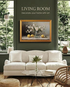 VIYYIEA Vintage Large Framed Wall Art for Living Room, Flowers Canvas Prints Home Decor, Oil Painting Picture, Bedroom Wall Decor Gifts for Friends or Family -【Lemons and Blossoms】-(24L x 16W)
