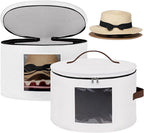 Lifewit Round Cowboy Hat Box for 7 Caps, Large Felt Hat Organizer Bag for Men&Women Storage, Baseball Cap Container with Lid for Travel, Foldable 16.5" Dx10.6 H Carrier, 37L Each, White 2 Pack