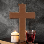 Bltgh Brown Wooden Cross Wall Decor, Religious Cross Gifts With Hook on Hanging Wall Or Table, Confirmation Cross Gift, Baptism Gifts, Rustic Home Church Room Crosses Décor, 10x6.5 IN
