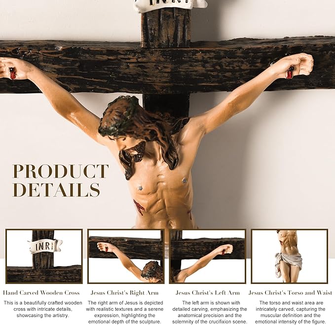 TALPGOD Crucifix Wall Cross,Jesus Cross Home Décor,Jesus Statue Catholic Hanging Crosses for Wall Art,Religious Wall Crucifix Decor,Crucifijos Catolicos Crosses Wall Decor 10 Inch