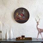 WineDecorative Plate Holder, 10 Inch, Overturned Wine Glass And Pomegranate Round Display Plate, Table Top Plate Decor with Stand, for Kitchen Living Room Office Countertop Decor