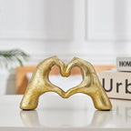 Heart Hands Sculpture,Gold Living Room Décor, Cute Gesture Heart Shaped Decoration, Modern Love Statue Finger,I Love You Hands Heart Art Sculpture Home Wedding Decoration (Gold)