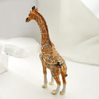 Hand Painted Trinket Box for Home Decor Accents, Enamel Hinged Jewelry Box for Bookshelf Office Table Desk Decoration, Classical Figurine Collectible Keepsake Animal Sculptures (Giraffe-Yellow)