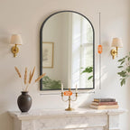 Sweetcrispy 38"x30" Arched Black Bathroom Mirrors for Wall, Bathroom Mirrors for Over Sink, Metal Framed with HD Shatter-Proof Glass for Entryway, Living Room, Bedroom, Home Decor