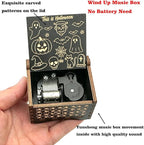 Pursuestar Black Wooden Wind Up Music Box - This is Halloween, Vintage Engraved Wood Mechanism Musical Gifts for Anniversary Mother's Day Valentine's Day Christmas Thanksgiving Birthday