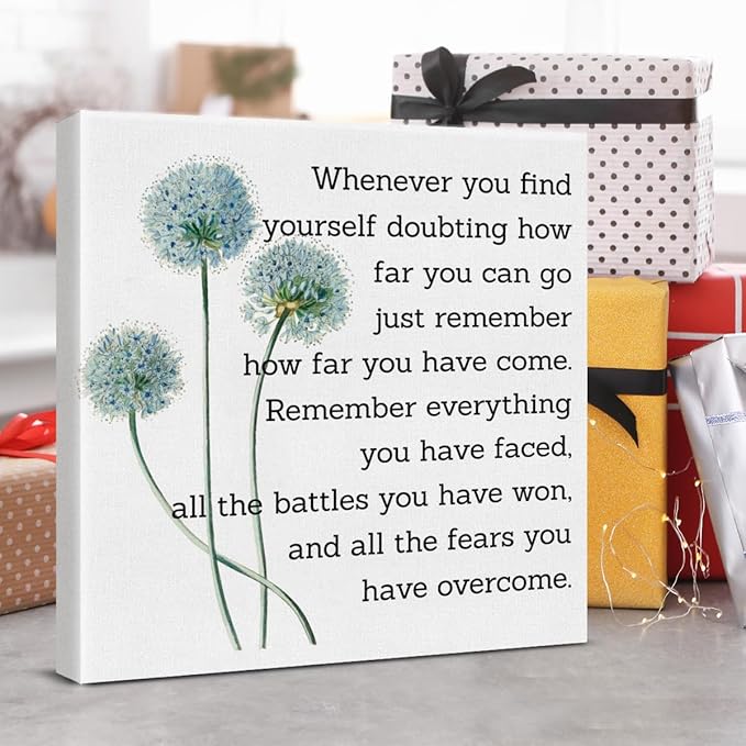 Motivational Quotes Wall Art Decor, Inspirational Graduation Decor Gift, Positive Canvas Posters Painting Artwork for Office Classroom Bedroom Home Decorations (8 X 8 Inches, Framed)