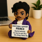 Handmade Crochet Prince Doll, Emotional Support Prince for Music Lovers, Positive Affirmation Desk Companion, Unique Commemorative Gift for Adults (Style A)