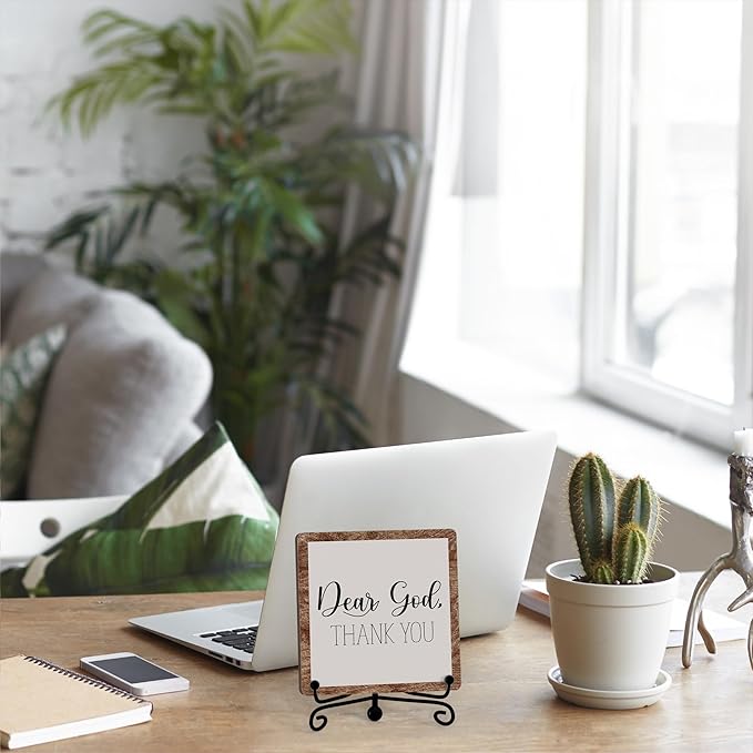 Modern Farmhouse Decor, Home Decor For Living Room, Boho Chic Aesthetic Shelf Decorations, Christian Rutsic Dear God Sign, Farm House Entryway Tv Stand Fireplace Coffee Table Decoration (06)