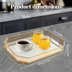 Vintage Gold Mirrored Vanity Mirror Tray Decorative Perfume and Makeup Organizer with Handles for Dresser,Bathroom or Jewelry Display, Decor Home Large Size (Large)