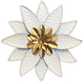 Metal Flower Wall Art Decor,10" Rustic Modern Antique Floral Sculpture, Distressed Iron Wall Hanging Home Decoration Accent Artworks for Indoor Kitchen Bedroom Living Office Outdoor Garden Patio