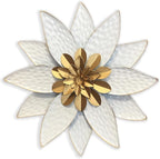 Metal Flower Wall Art Decor,10" Rustic Modern Antique Floral Sculpture, Distressed Iron Wall Hanging Home Decoration Accent Artworks for Indoor Kitchen Bedroom Living Office Outdoor Garden Patio